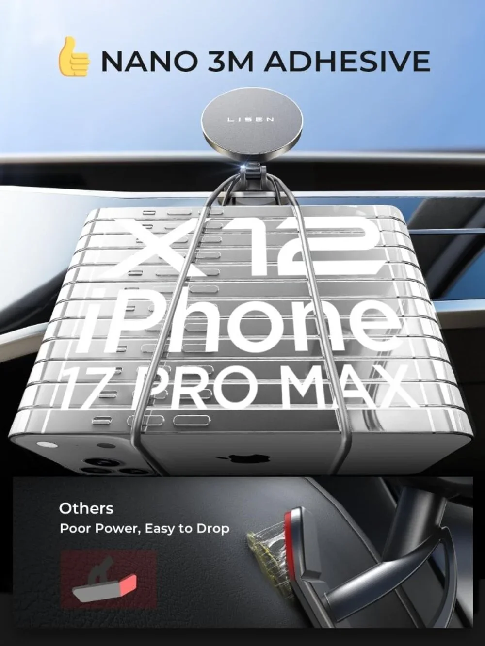 LISEN MagSafe Car Mount Charger – 15W Fast Charging